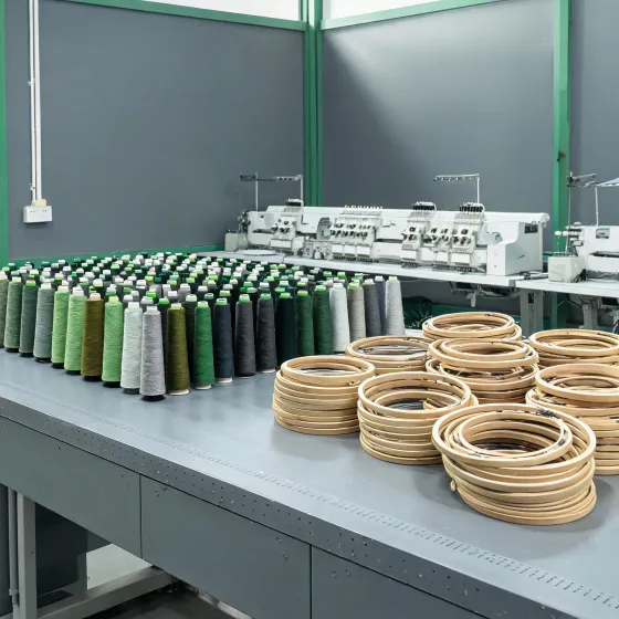 Thread organization for production embroidery