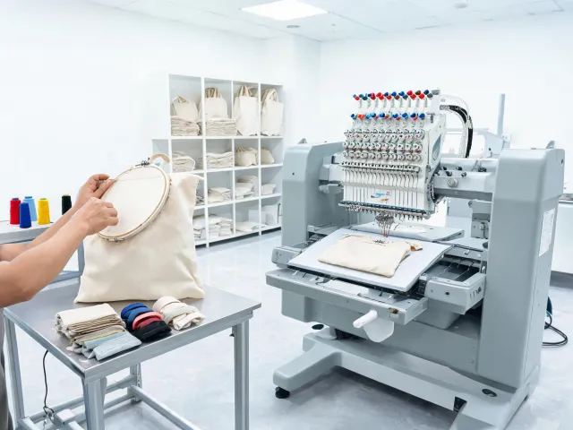 Bag and textile embroidery